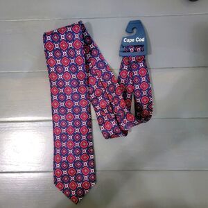 CAPE COD Neckwear Men's Navy maroon with a Multi color geometric pattern
